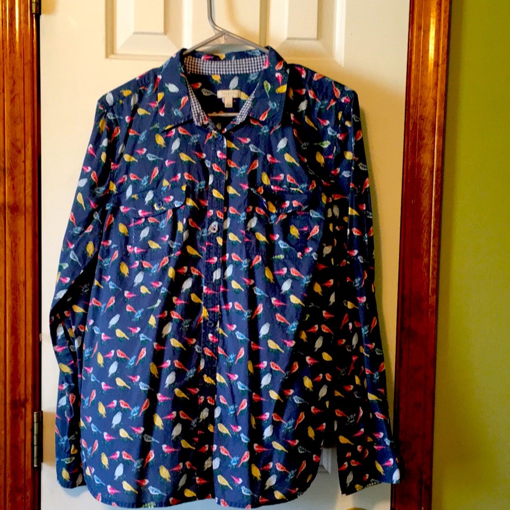 Talbots Cute Bird Button-down Shirt